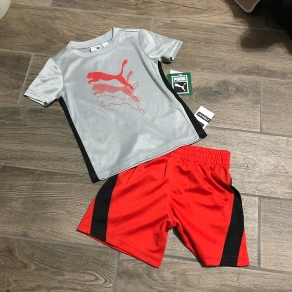 NWT 2T boys puma set grey and red Streetwear sporty